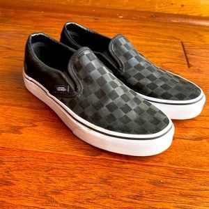 Vans Classic Slip Ons - Black on Black Check